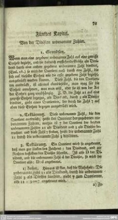 Fünftes Kapitel. Von der Division unbenannter Zahlen