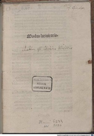 Modus latinitatis; De orthographia : Im Anhang Regulae de arte dicendi und de accentu, Nomina numeralia, Formeln, Synonyma und Adverbien