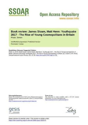 Book review: James Sloam, Matt Henn: Youthquake 2017 - The Rise of Young Cosmopolitans in Britain