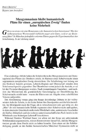 Maxgymnasium bleibt humanistisch Pläne für einen "europäische Zweig" finden keine Mehrheit