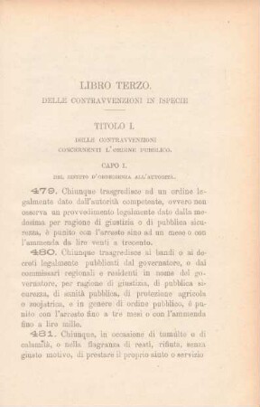 Libro terzo. Delle contravvenzioni in ispecie