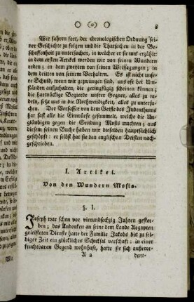 I. Artikel. Von den Wundern Mosis.