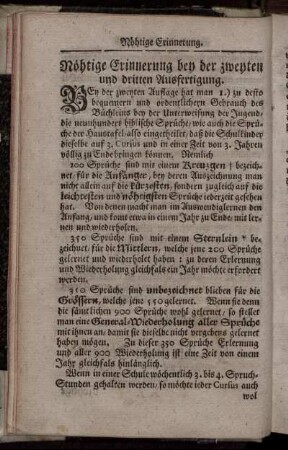 Nöthige Erinnerung bey der zweyten und dritten Ausfertigung.