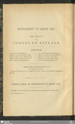 Supplement To Group XIX. Reports Of Judges On Appeals
