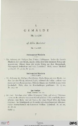 I. Gemälde (Nr. 1-226)
