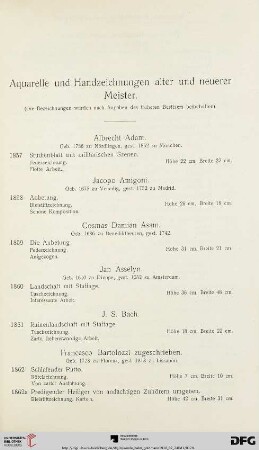Aquarelle und Handzeichnungen alter und neuerer Meister (Nr. 1857-1989)