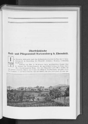 Oberfränkische Heil- und Pflegeanstalt Kutzenberg b. Ebensfeld.
