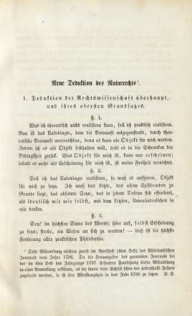 1. Deduktion der Rechtswissenschaft überhaupt, und ihres obersten Grundsatzes