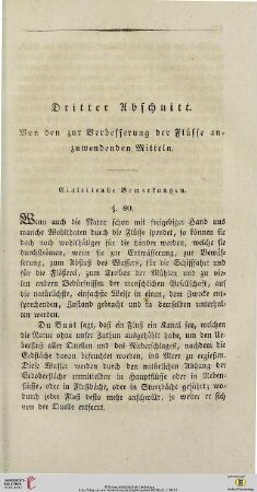Dritter Abschnitt: Von den zur Verbesserungen der Fluesse anzuwendenden Mitteln
