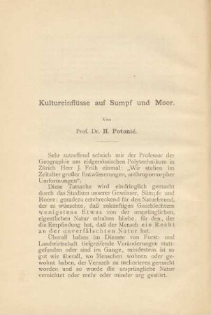 Kultureinflüsse auf Sumpf und Moor