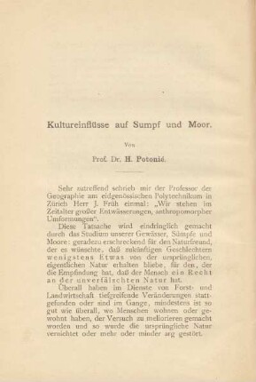 Kultureinflüsse auf Sumpf und Moor