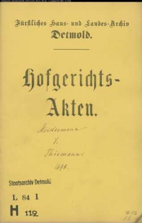 Heistermann, Joh. Georg, Amtschreiber gegen Christoph Thiemann in Meiersfeld - Schuldforderung