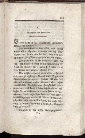 XI. Reinlichkeit und Hautcultur.