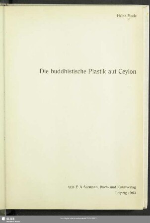 Die buddhistische Plastik auf Ceylon