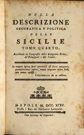 Della Descrizione Geografica E Politica Delle Sicilie. 4