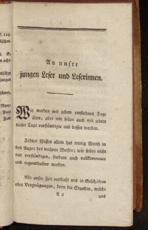 An unsre jungen Leser und Leserinnen.