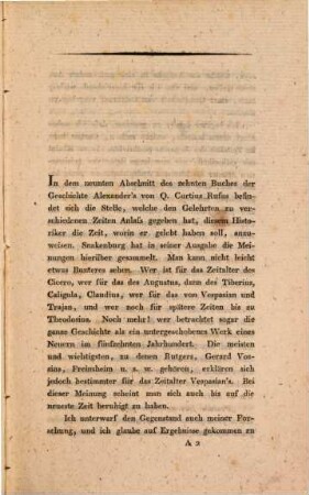Über das Leben des Geschichtschreibers Q. Curtius Rufus
