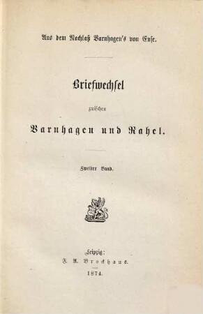 Briefwechsel zwischen Varnhagen und Rahel, 2