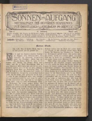 Heft 11. 21. Jahrgang. August 1919