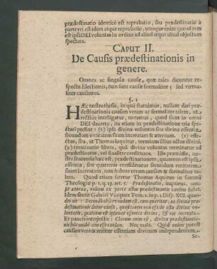 Caput II. De Causis praedestinationis on genere.
