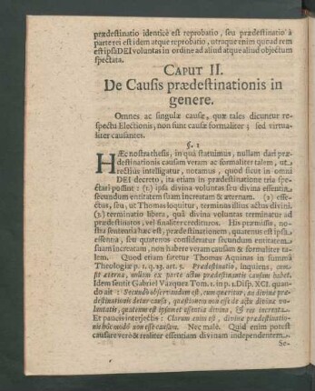 Caput II. De Causis praedestinationis on genere.