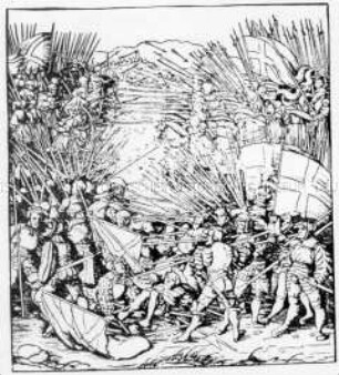 Wie der Blaue König eine Schlacht gegen den Hermelinkönig gewann (Nr. 181 aus Weißkunig)