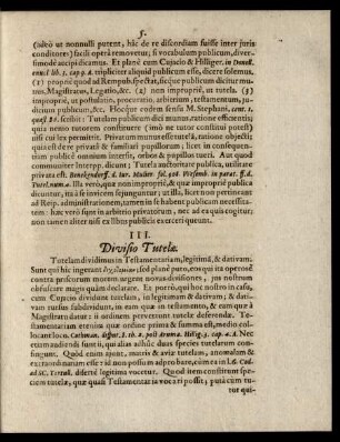 III. Divisio Tutelae.