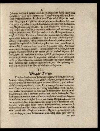 III. Divisio Tutelae.