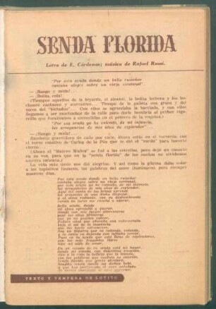 Senda Florida : Letra de E. Cárdenas, música de Rafael Rossi