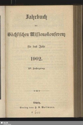 15.1902: Jahrbuch der Sächsischen Missionskonferenz : für d. Jahr ...