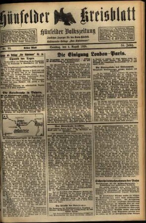 Erste Ausgabe vom Samstag, den 04. August 1928.