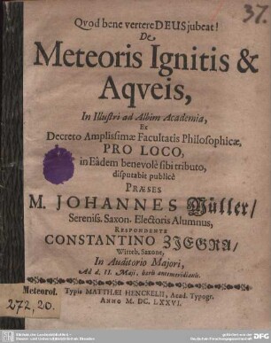 De Meteoris Ignitis & Aqueis