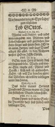 Aufmunterungs-Sprüche/ zum täglichen Lob Gottes.
