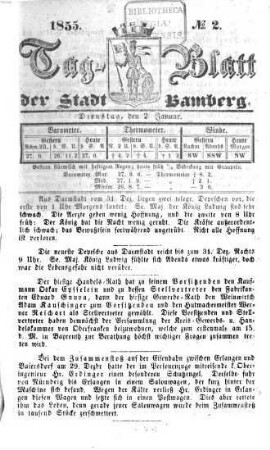 Tag-Blatt der Stadt Bamberg, 1855 = [Jg. 22]