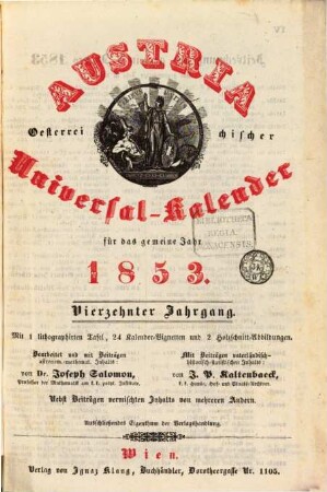 Austria : österreichischer Universal-Kalender. 1853