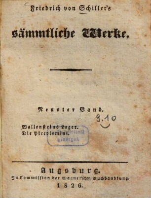 Friedrich von Schiller's sämmtliche Werke, 9. Wallensteins Lager