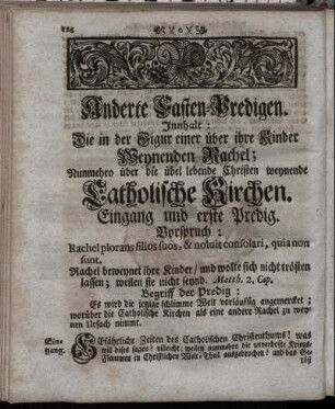 Eingang und erste Predig – Sechste Predig