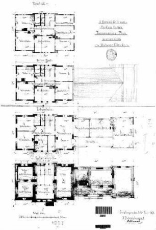 Gingen (Fils): Empfangsgebäude Grundrisse UG,EG,1.Stock,Dachgeschoß