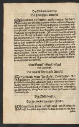 Von Berueff/ brieff/ Sigel und Pettschafft. Der ain und sibentzigiste Artickel.