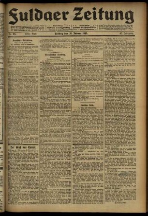 Erste Ausgabe vom Freitag, den 31. Januar 1913.