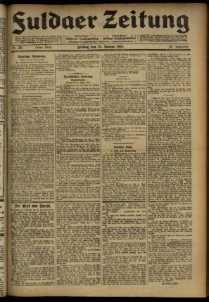 Erste Ausgabe vom Freitag, den 31. Januar 1913.