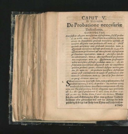 Caput V. Et Ultimum. De Probatione necessariae Defensionis.