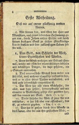 Erste Abtheilung. Daß wir auf immer glückseelig werden können.