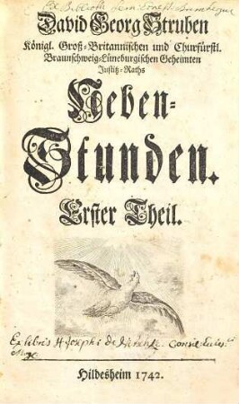David Georg Struben Königl. Groß-Britannischen und Churfürstl. Braunschweig-Lüneburgischen Geheimten Justitz-Raths Neben-Stunden, 1