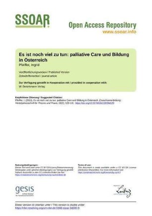 Es ist noch viel zu tun: palliative Care und Bildung in Österreich