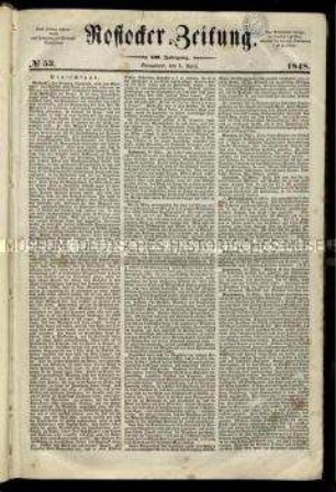 Rostocker Zeitung. 138. Jahrgang 1848