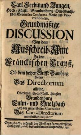 Grundmäßige Discussion von dem Ausschreib-Amt in den fränkischen Crayß
