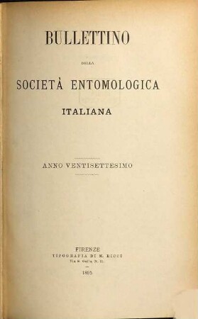 Bollettino della Società Entomologica Italiana. 27. 1895