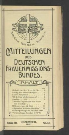 Band III. Dezember. 1909. Nr. 12