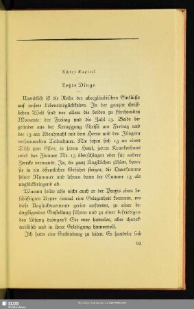 Achtes Kapitel - Letzte Dinge